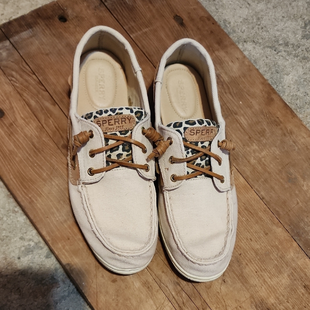 Sperry Top-Sider Songfish Animal Print Boat Shoe Linen Multi Textile  Size 11